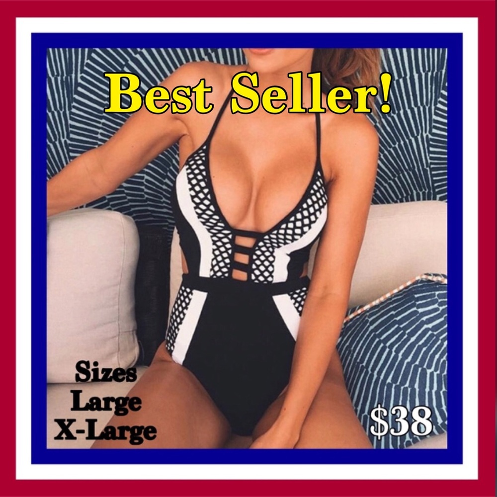 1 Piece Black & White Swimsuit. #1 BEST SELLER!!!